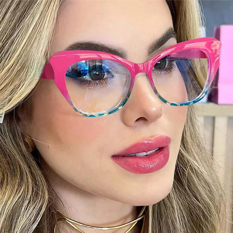 Cat Eye Reading Prescription Eyewear Anti Blue Light Hyperopia Correction Eyeglass