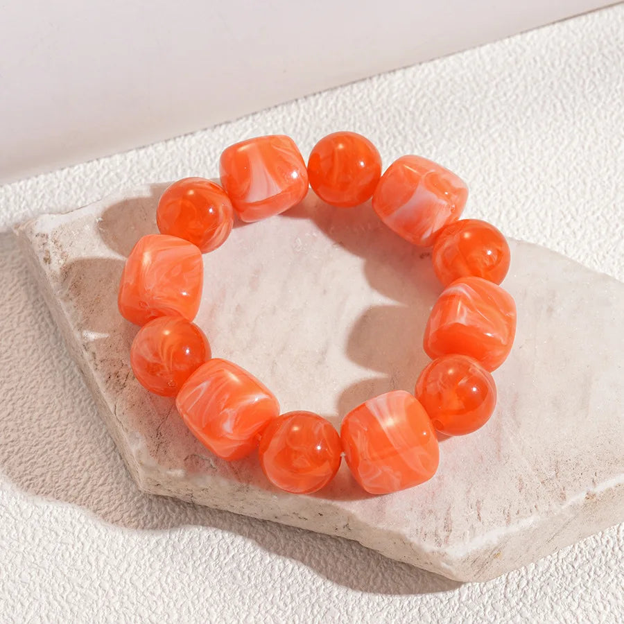 Acrylic Irregular Square Round Beaded Bracelet