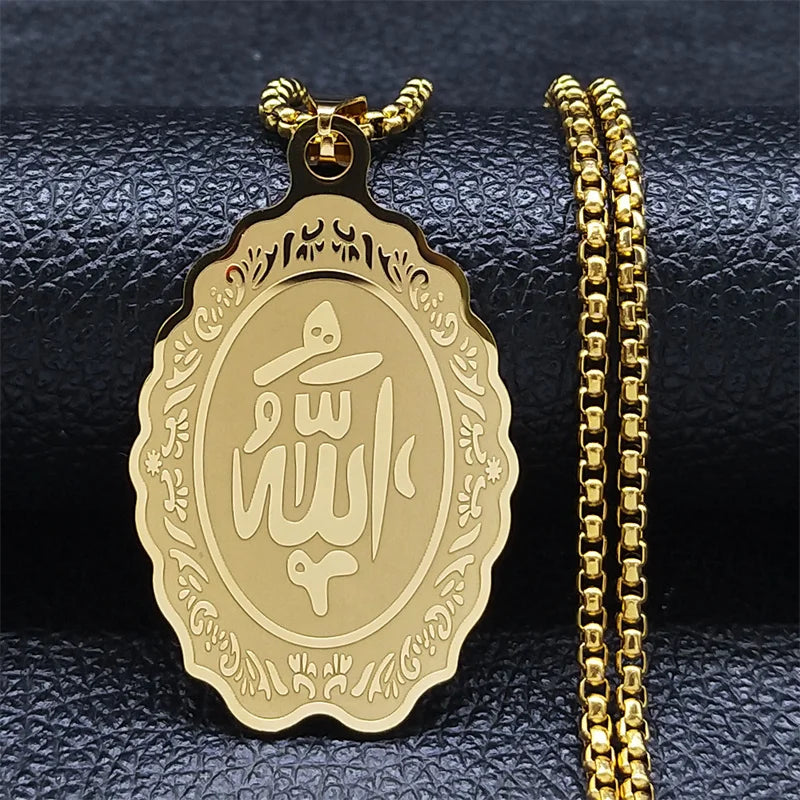 Muslim Islamic Quran Allah Stainless Steel Necklace