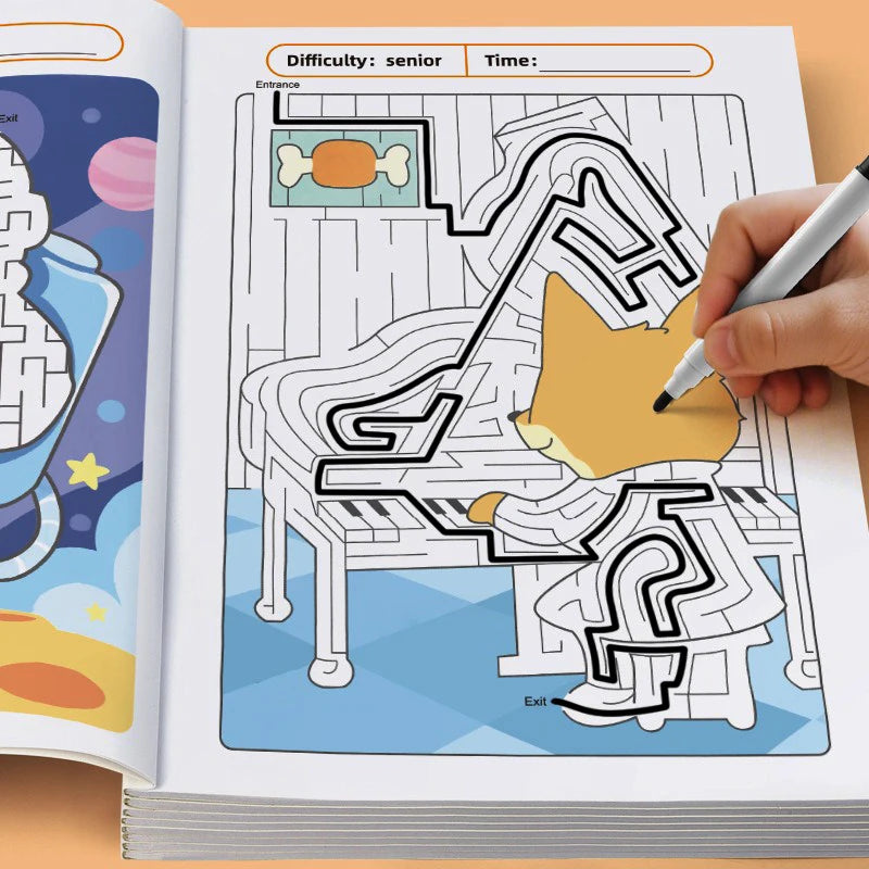 Maze Game Book Puzzle Colorful Pages for Age 3-8