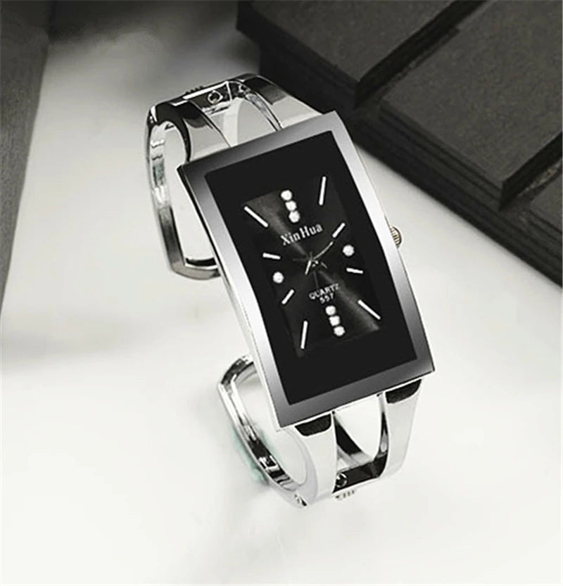 Bracelet Exquisite Quartz Crystal Silver Elegant Stainless Steel Watch