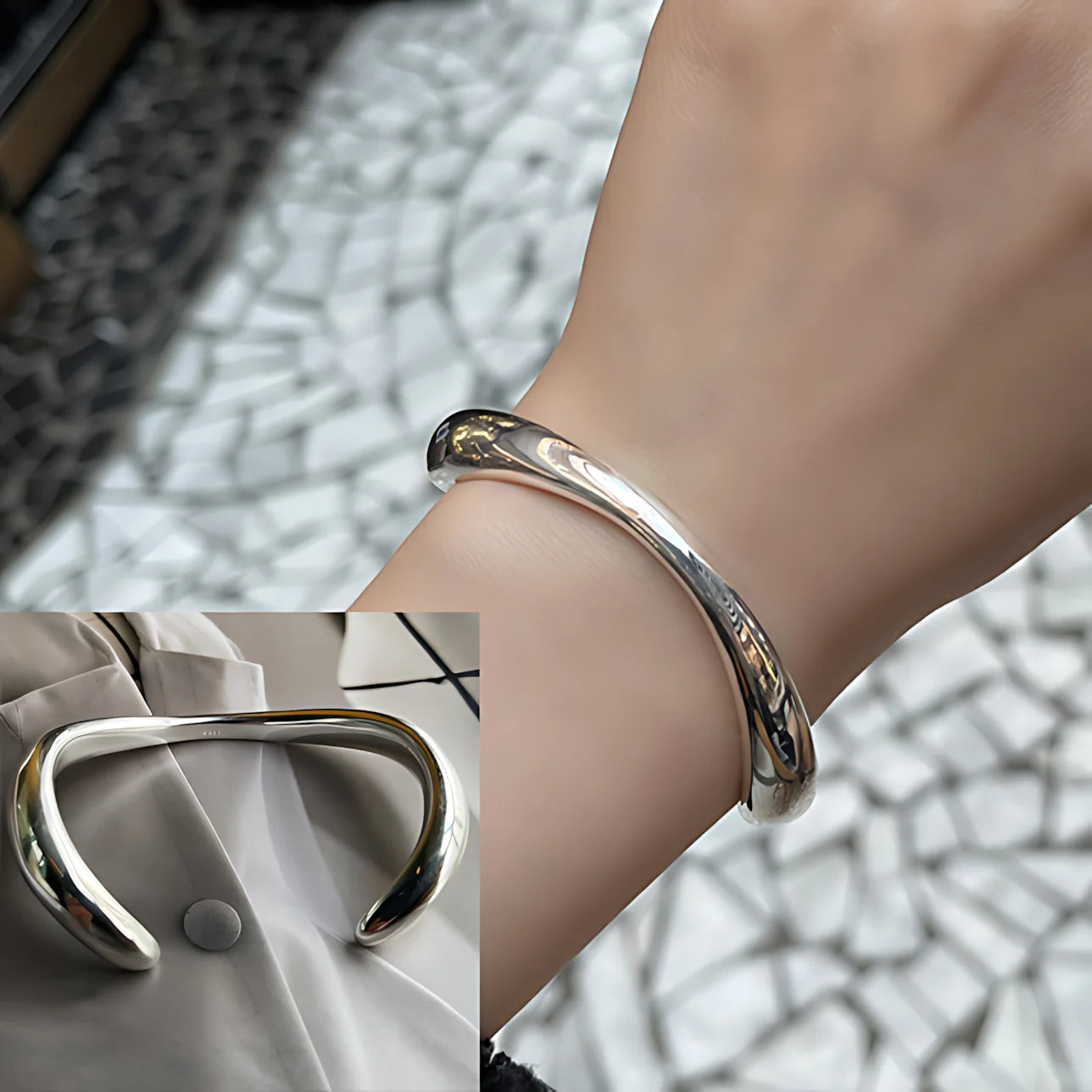 925 Sterling Silver Bangle Bracelet Set