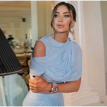 Shawl Maxi Short Sleeve Slim Fit Dress