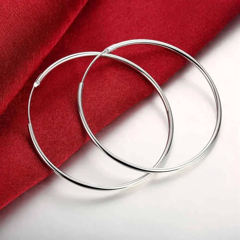 DANA 925 Silver Round Circle Hoop Earrings
