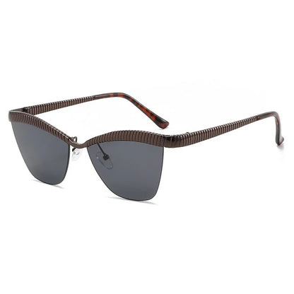 Alloy Eyebrow Half Frame Cat Eye Sunglasses