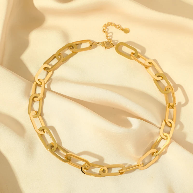 316L Stainless Steel Gold Color Woven Chain Chokers Necklace