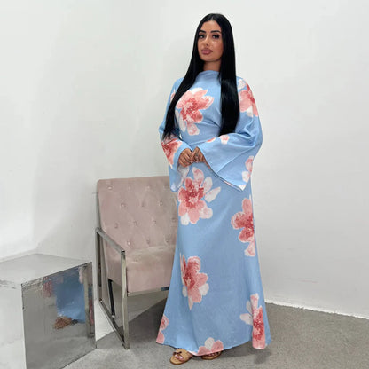 Arabesque Bell Sleeve Flowy Maxi Abaya Dress