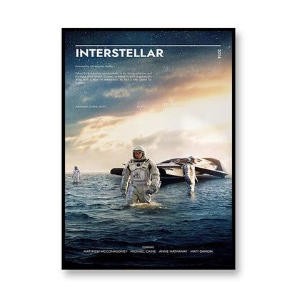 Interstellar Movie Poster Astronaut Outer Space Canvas Wall Art Print
