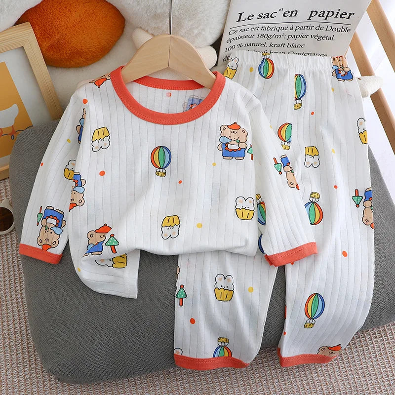 Baby Long-sleeved Cotton Thin Pajamas Set