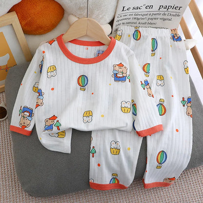Baby Long-sleeved Cotton Thin Pajamas Set