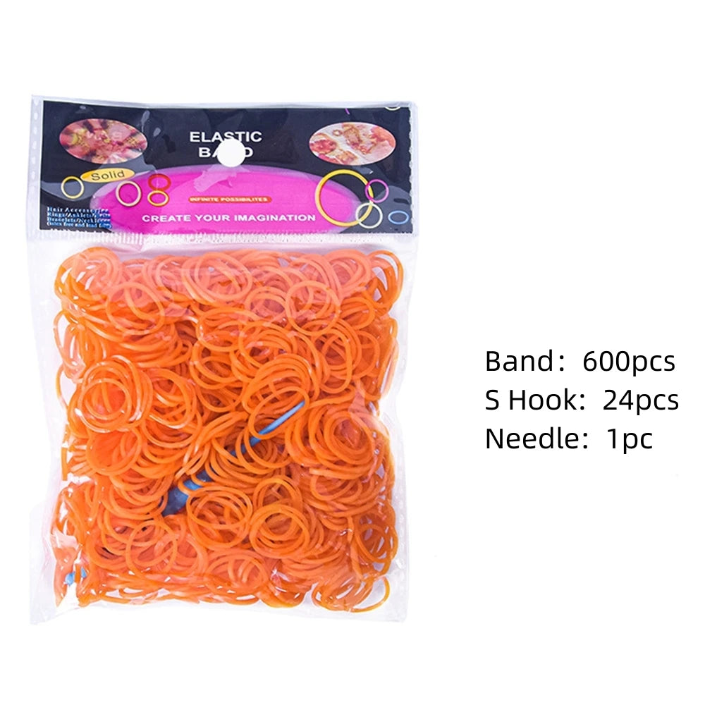 600pcs Elastic Colorful Rubber Loom Wristbands Weaving DIY Craft