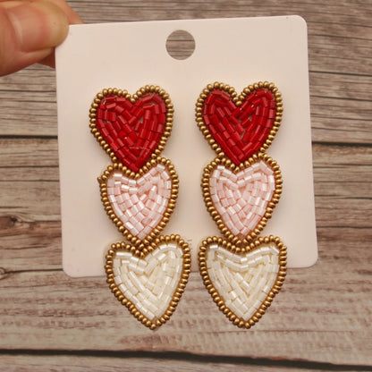 Hearts Dangle Beaded Earrings
