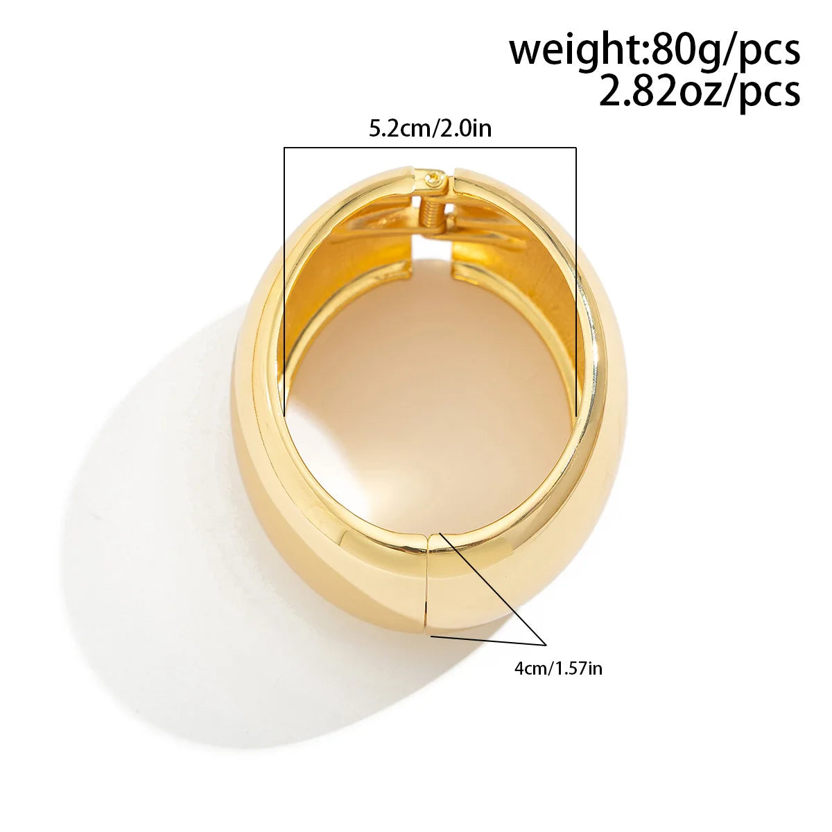 Smooth Surface Round Wide Silver Metal Bangle Geometric Bracelet