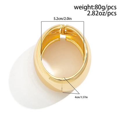 Smooth Surface Round Wide Silver Metal Bangle Geometric Bracelet