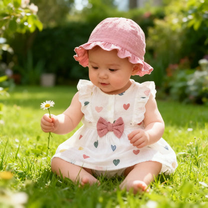 Newborn Baby Girl Love Print Sleeveless Dress Set