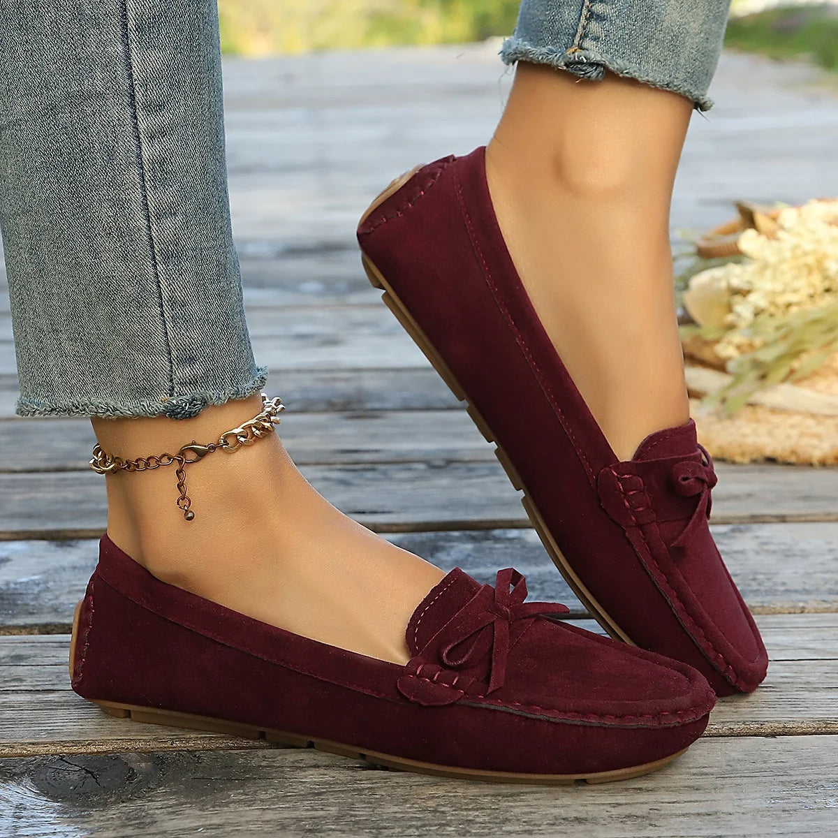 Round Toe Suede Anti Slip Casual Flat Shoes