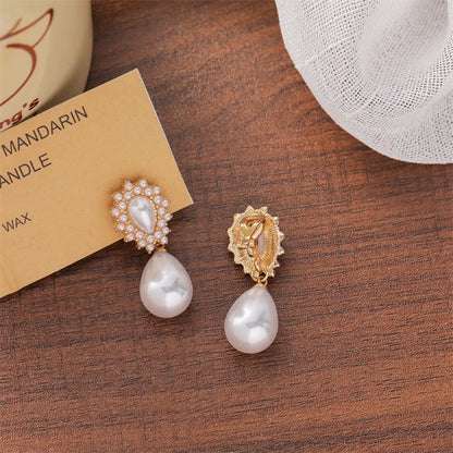 French Vintage Imitation Pearl Clip on Earrings