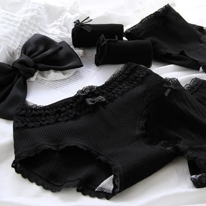 Cotton Sexy Black Underwear Lingerie Set