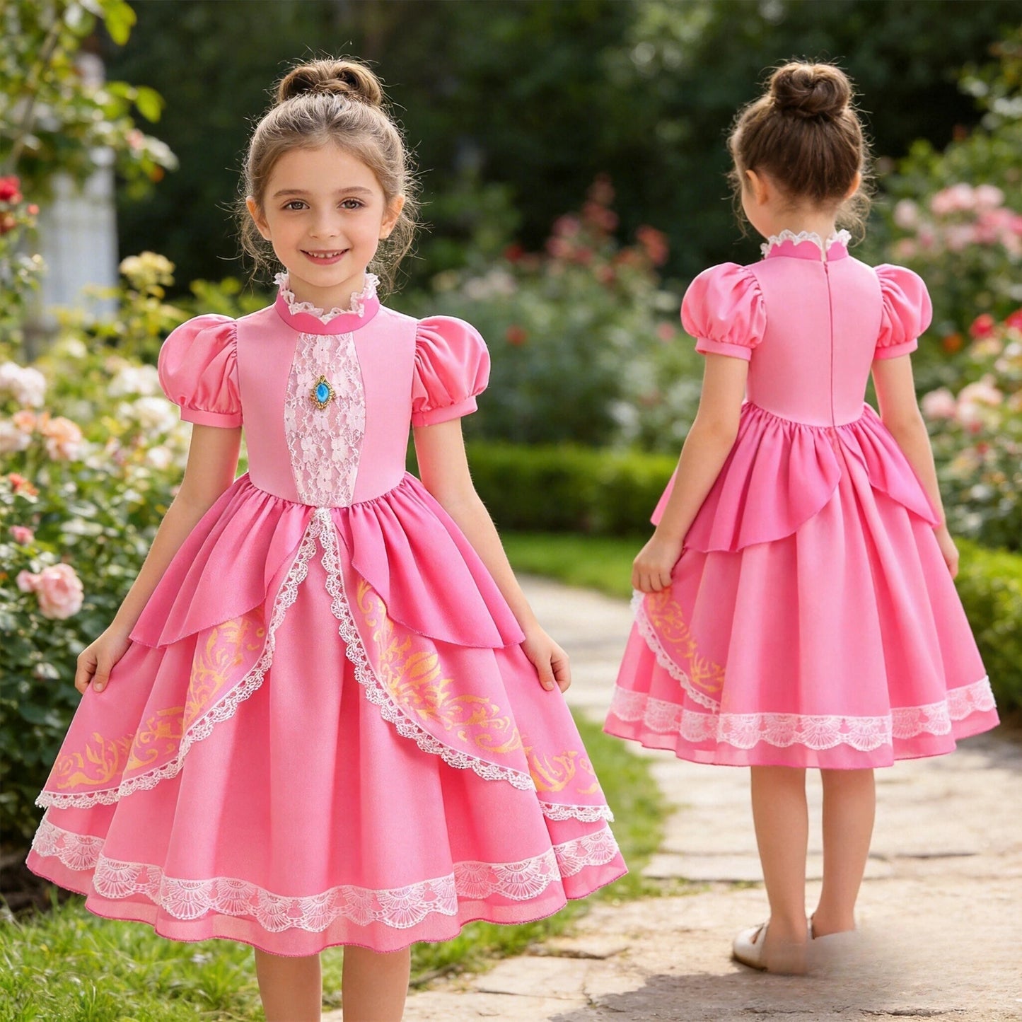 Fancy Puff Sleeves Costume Cosplay Dress