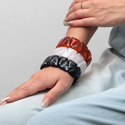 Acrylic Geometric Triangle Marble Elastic Beads Bracelets