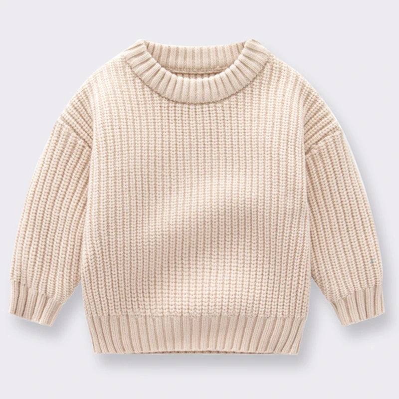 Newborn Knitted Long Sleeve Winter Sweater Solid Loose Pullover