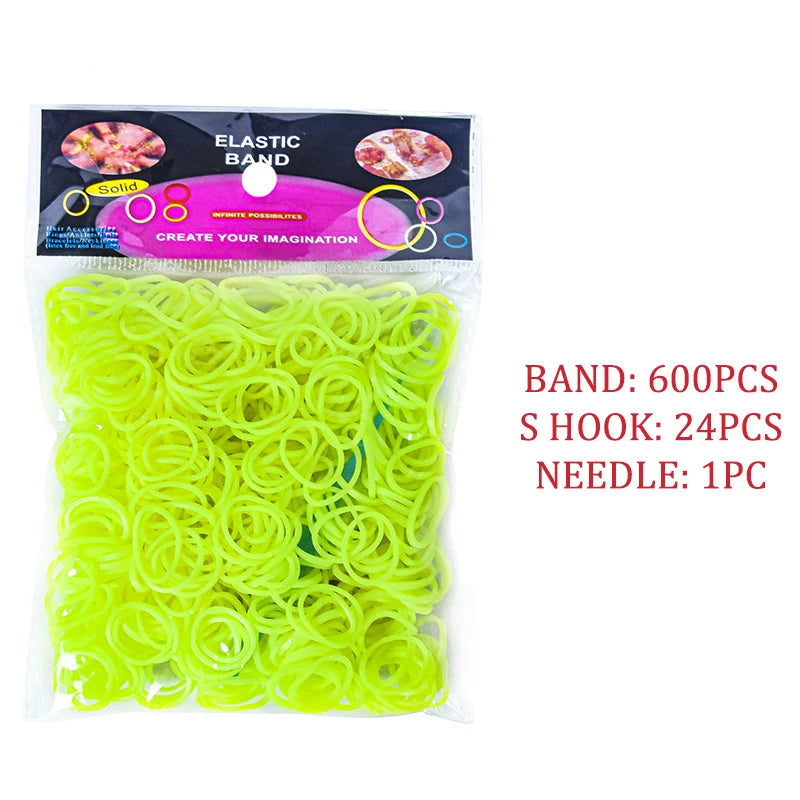 600pcs/lot Colorful Loom Rubber Wristbands Making Kit