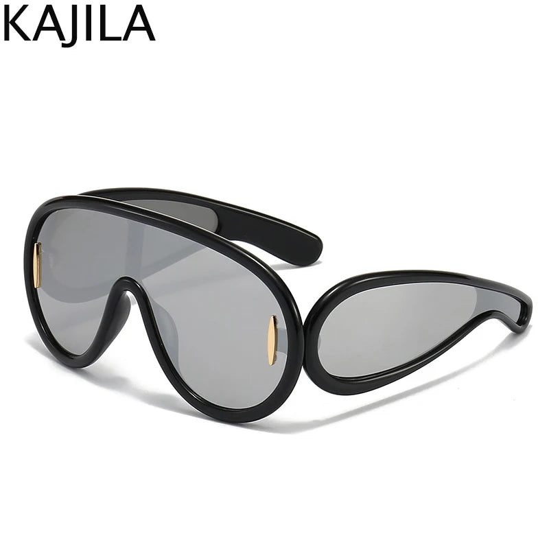 Oversized Wave Mask Luxury Steampunk Sunglasses