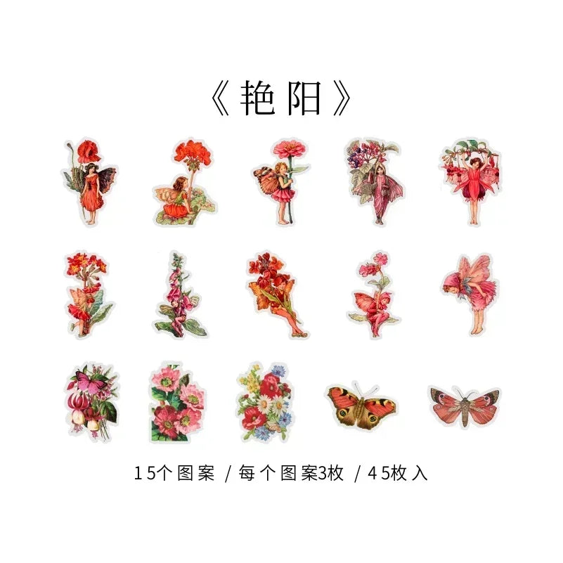 45Pcs/Box Waterproof PET Fairy Butterfly Stickers