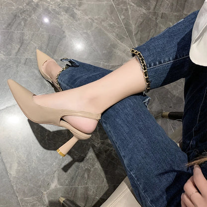 Stiletto Heel Shallow Mouth PU Sexy Sandals