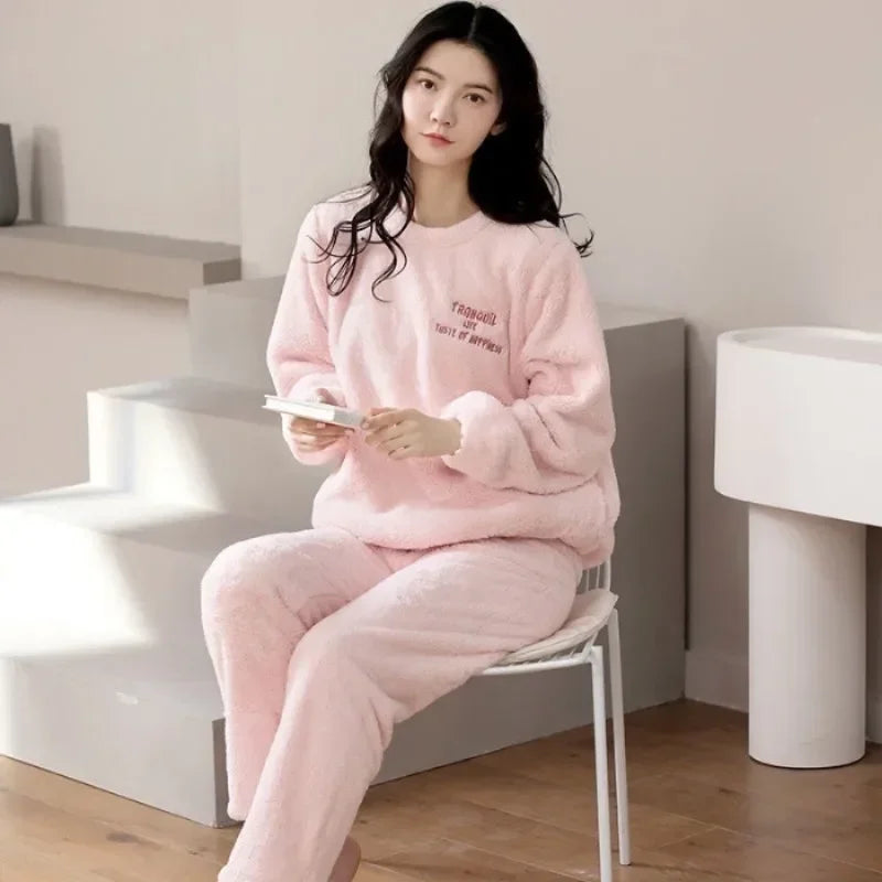 Warm Long Sleeve Cartoon Loungewear Pajama Sets