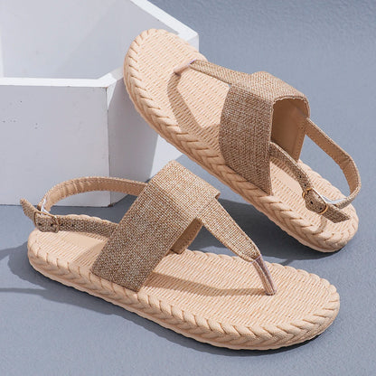 Trend non-slip wear comfortable soft soled linen strap sandals