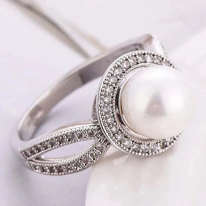 Romantic Elegant Big Round Imitation Pearl Ring