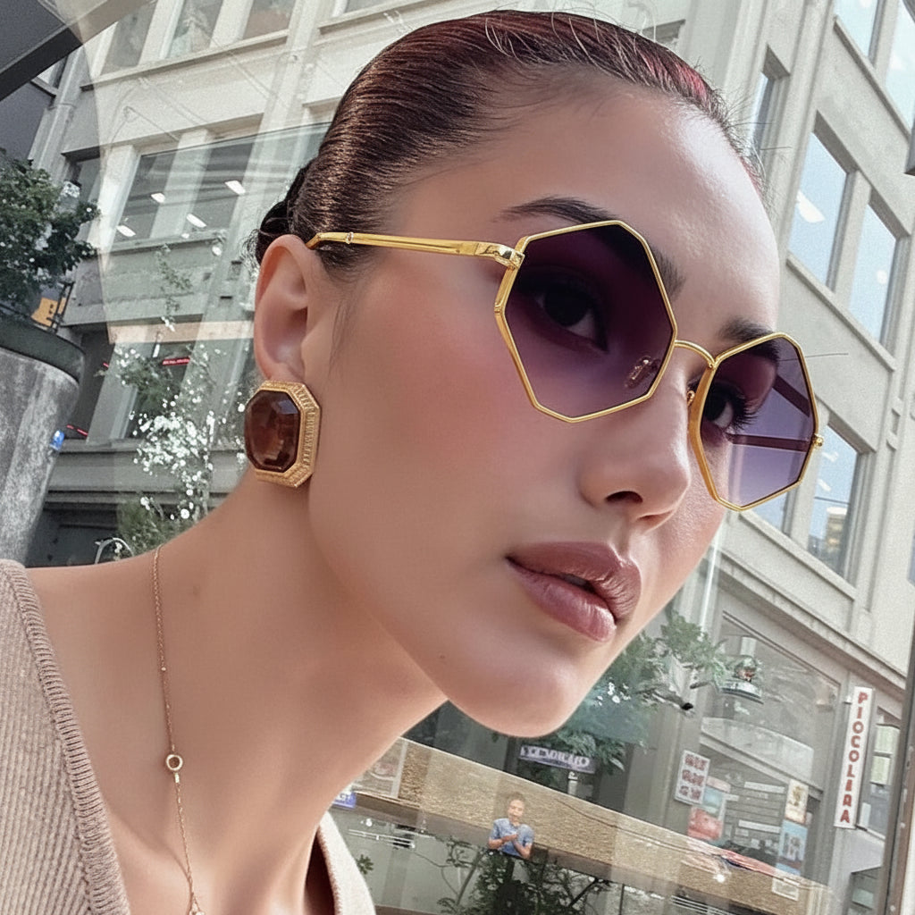 Small Frame Hexagon Punk Polygon Sun Glasses