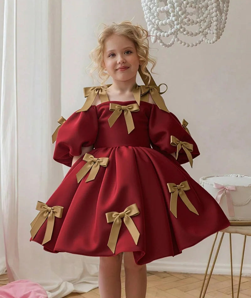 2-8Y Little Girls Puff-Sleeve Princess Dress