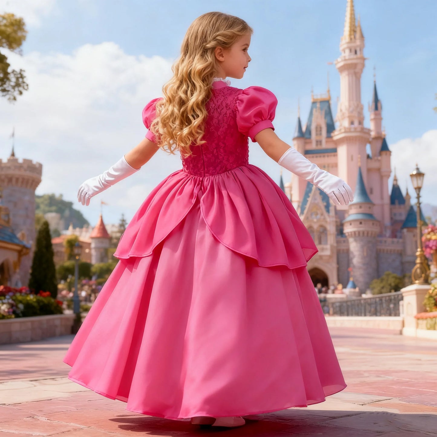 Peach Princess Costume Cosplay Ball Gown Dress