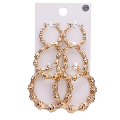 3pairs Hoop Big Geometry Round Circle Earring