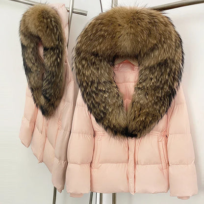 Real Fox Fur Puffer Jacket Coat