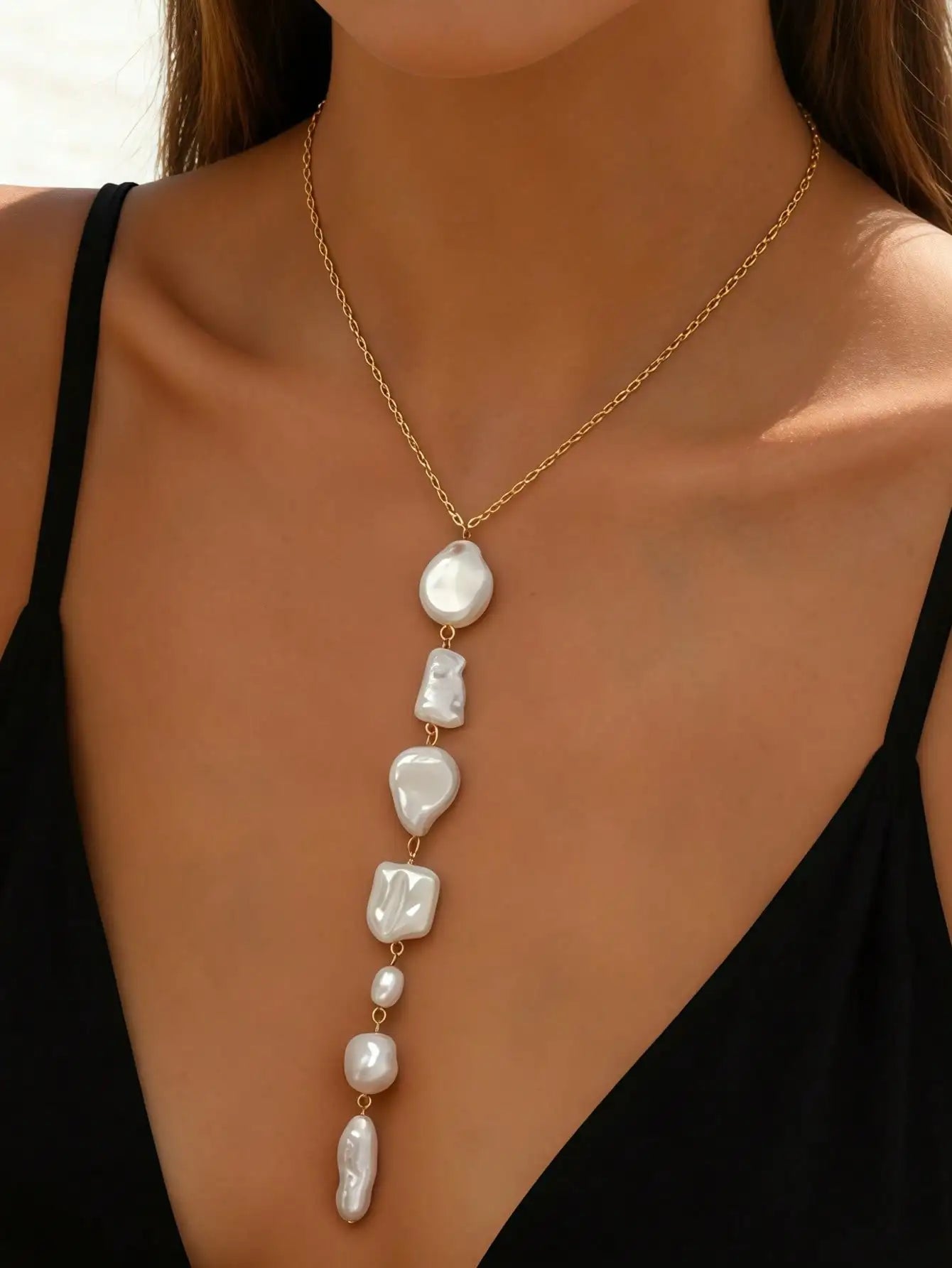 Baroque Pearl Y-Shape Long Tassel Luxurious Bohemian Necklace
