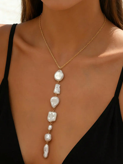 Baroque Pearl Y-Shape Long Tassel Luxurious Bohemian Necklace