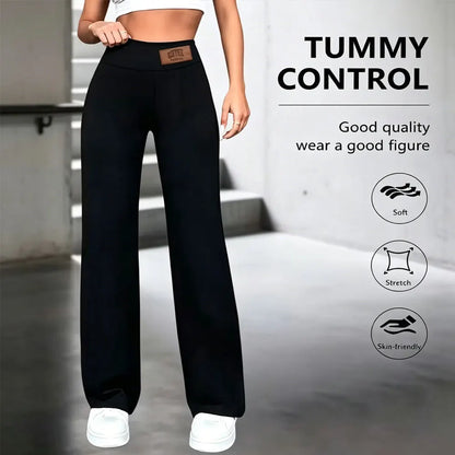High Waisted Straight Leg Pants Stretchy Elegant Jeans