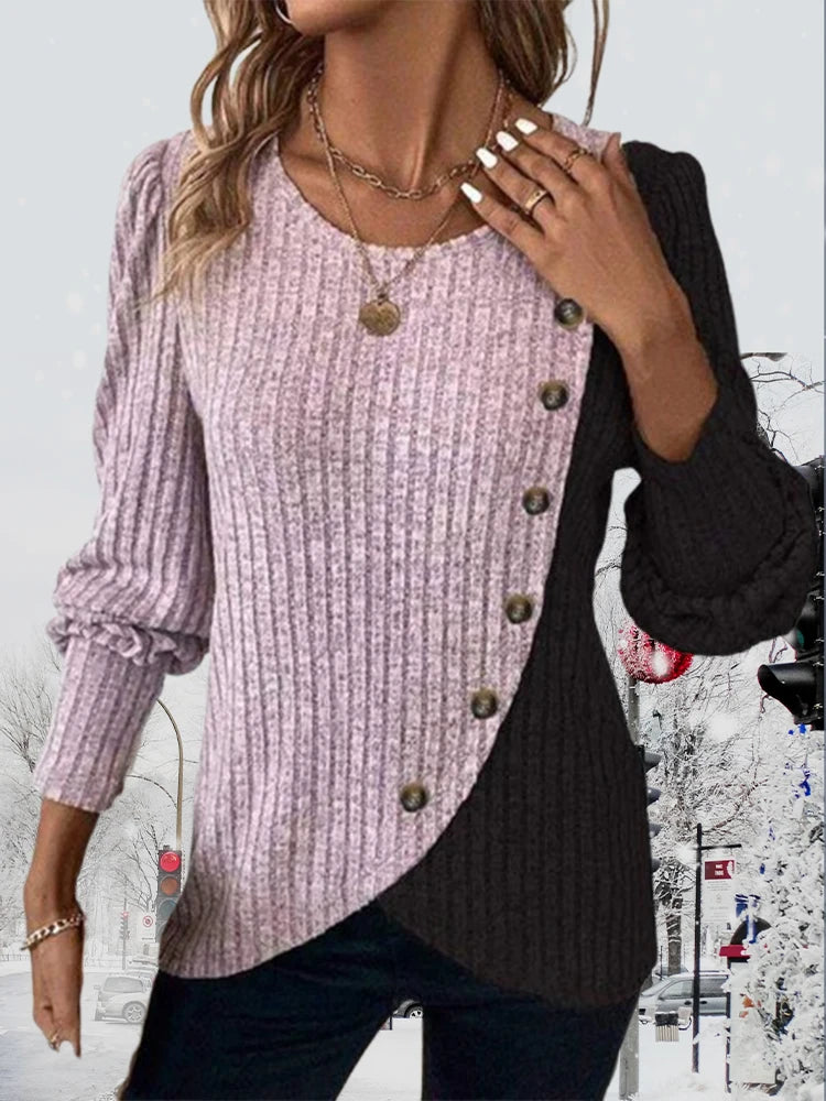 Long Sleeve Buttons Pit Striped Sweaters