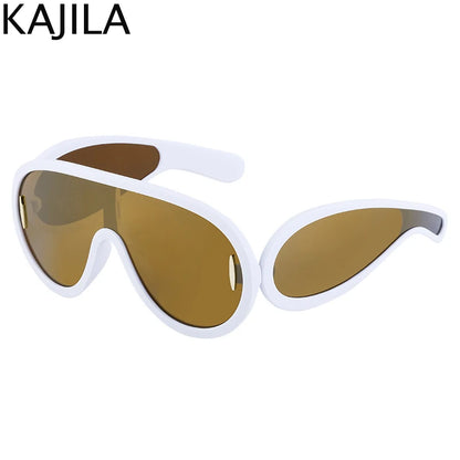 Oversized Wave Mask Luxury Steampunk Sunglasses