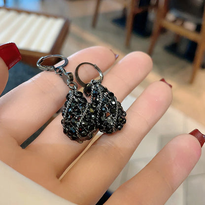 Black Crystal Shiny Rhinestone Water Drop Earring