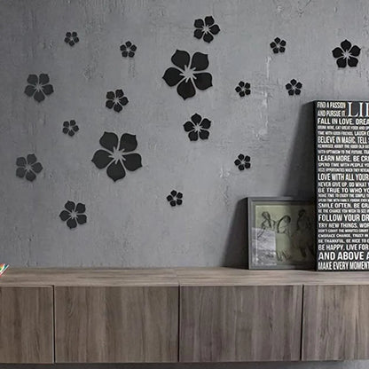 18Pcs 3D Flower Mirror Wall Stickers Home Decoration