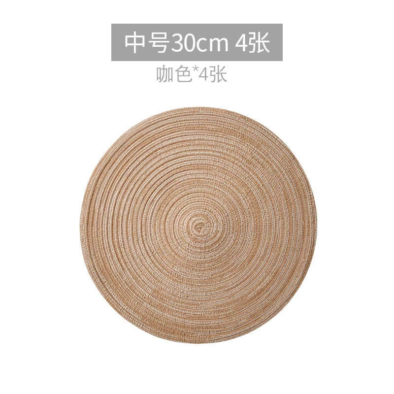 4/6pcs Round Table Mat Woven Bowl Pads