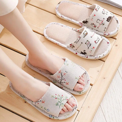 Flax Linen Lightweight Flat Breathable Slipper