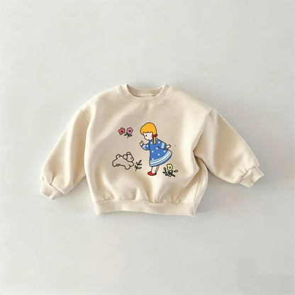 Korean Wear Long Sleeve Printing Lovely Pink Sweatshirts Spring Autumn Hoodies