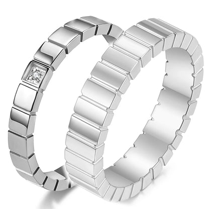 Zircon Checkered Couple Striped Geometric Ring