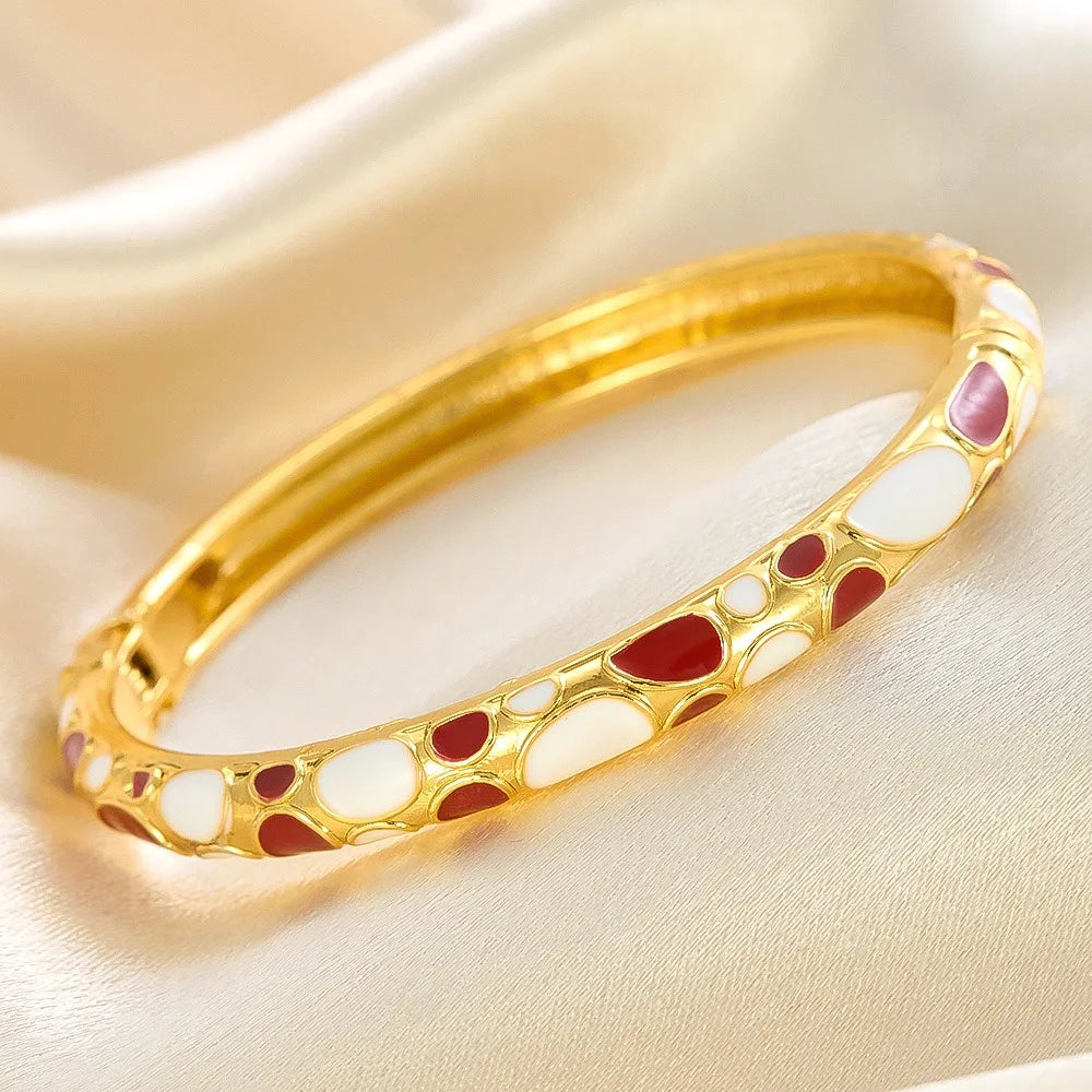 Enamel Dropped Glaze Flower Texture Bracelet
