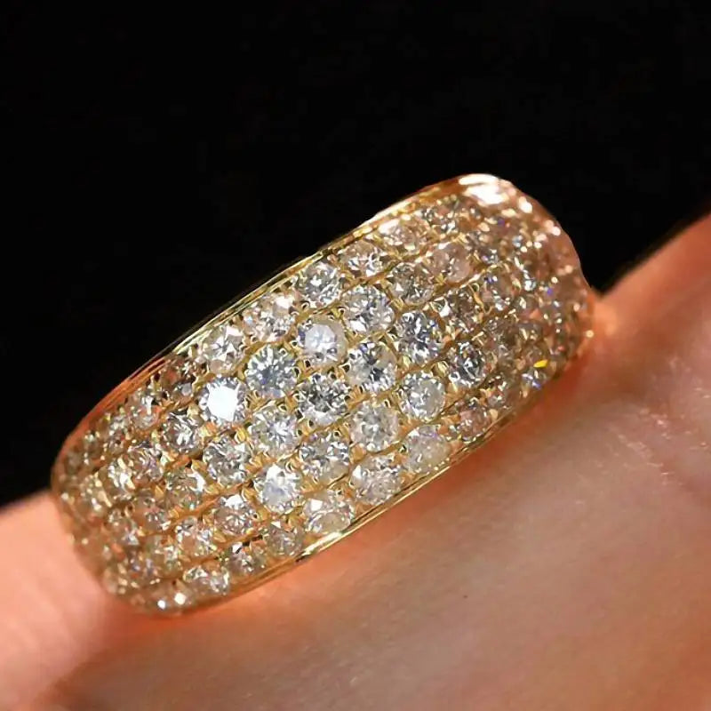 Luxury Gold Color Full Shiny Cubic Zirconia Ring